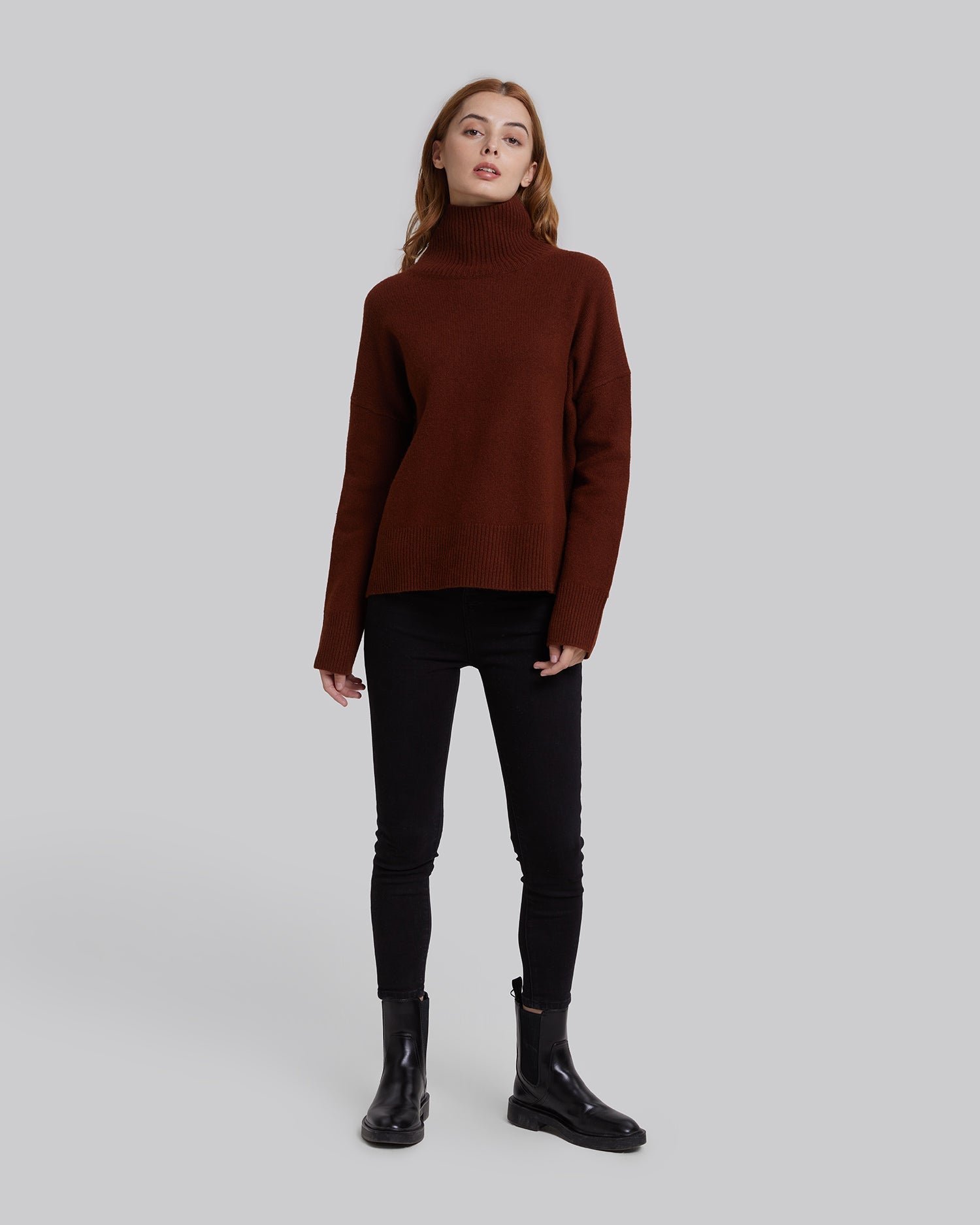 Turtleneck Wool-Yak Blend Sweater - Brick, XXXL image
