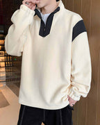 High Neck Half-Zip Pullover - White, L image
