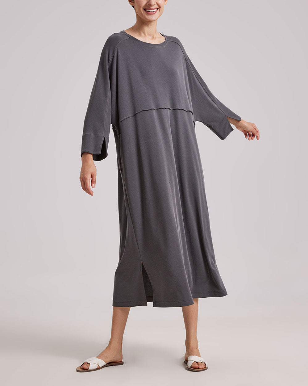 Modal  Split Midi Dress - Earl Grey, L image