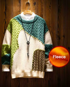 Vintage Patchwork Knit Jumper - GreenYellow, XXXL image
