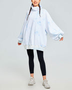 Tie-Dye Balloon Sleeve Turtleneck Sweatshirt - Lilac, M image