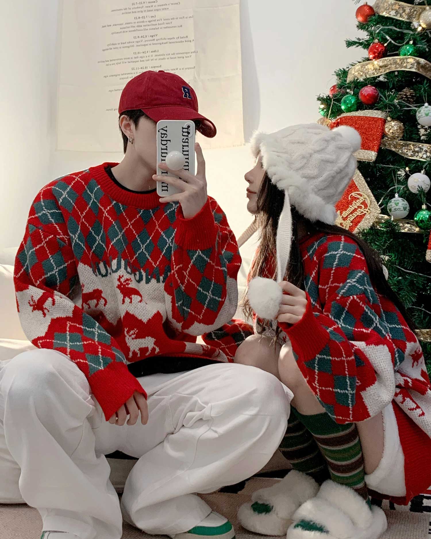 Christmas Round Neck Jumper - Cherry, XL image