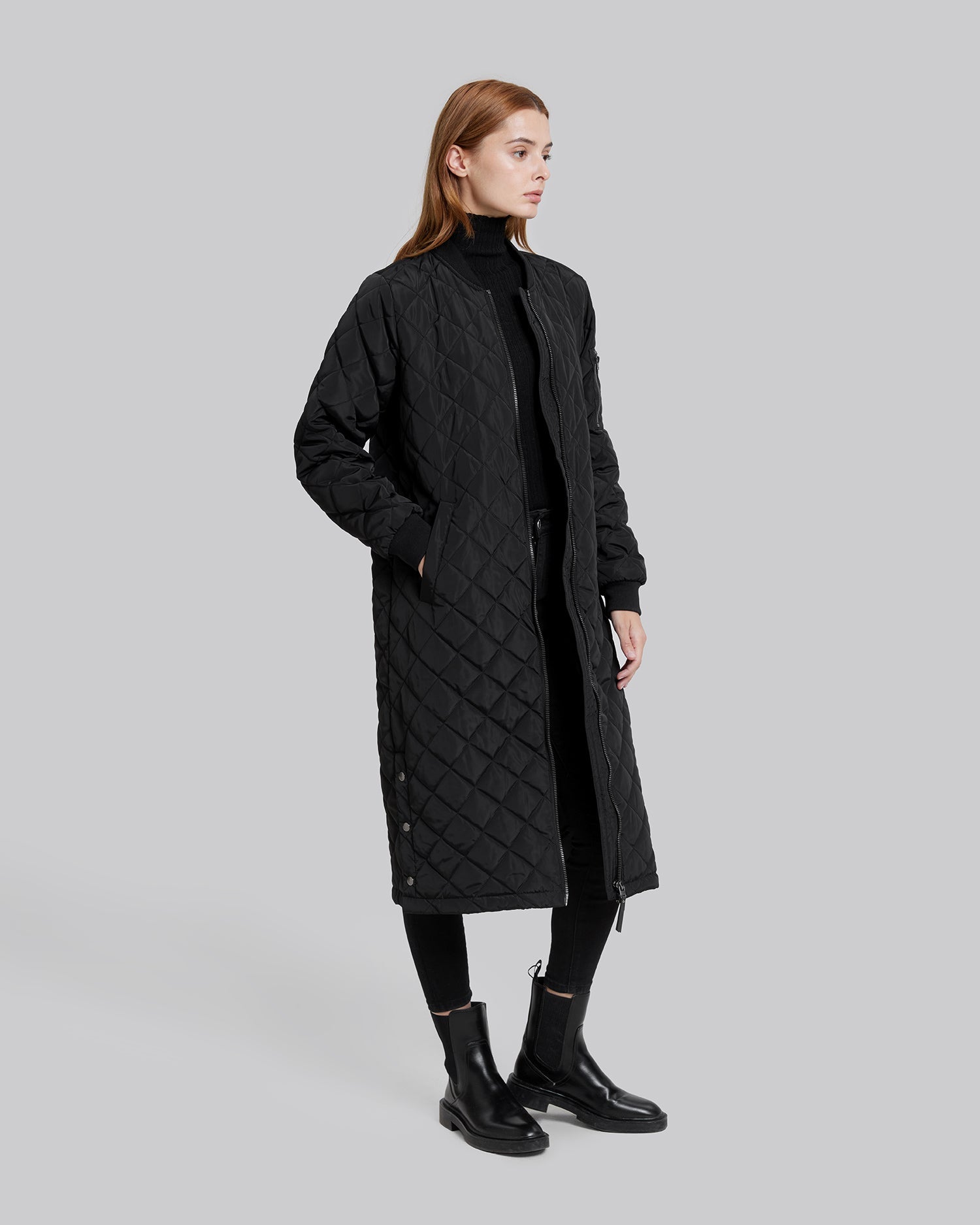 Midi Puffer Coat - Black, M image