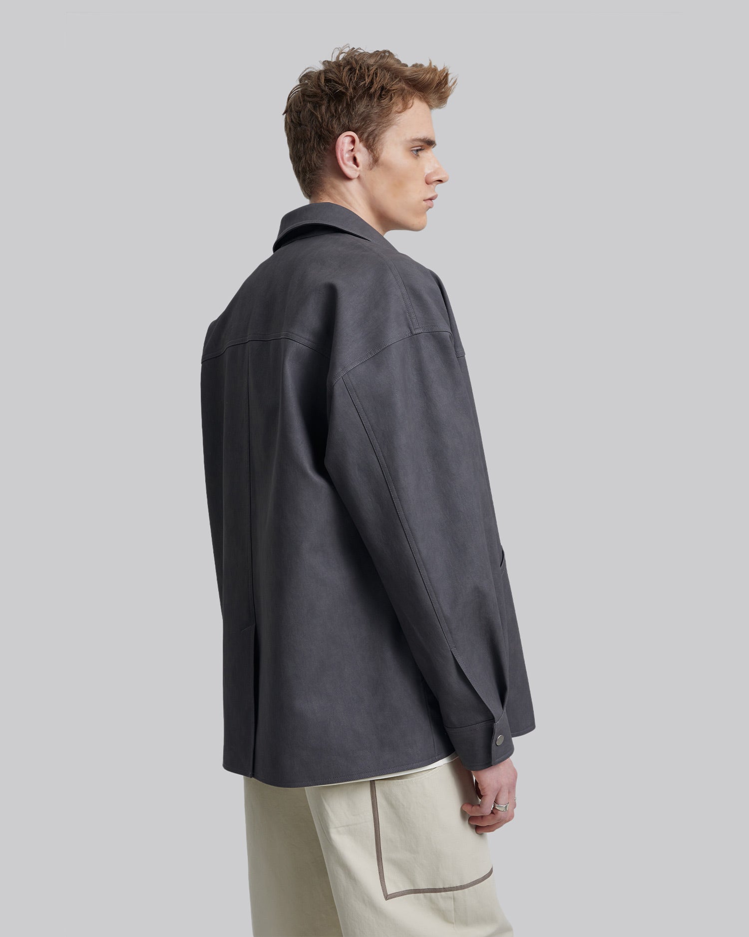 Essential Faux-Leather Shirt Jacket image 4