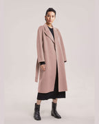 Woolen Long Wrap Coat - Careys Pink, L image