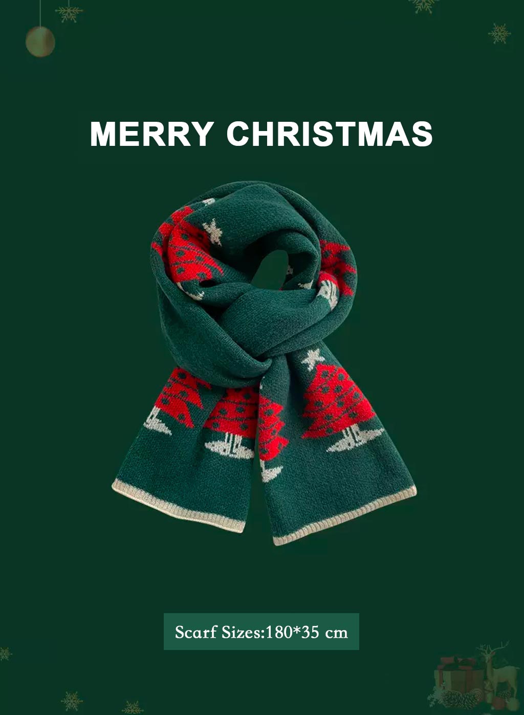 Soft &amp; Warm knitted Christmas scarf - Teal, OS image