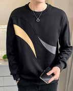 Crewneck Contrast Front Sweatshirt - Black, XXL image