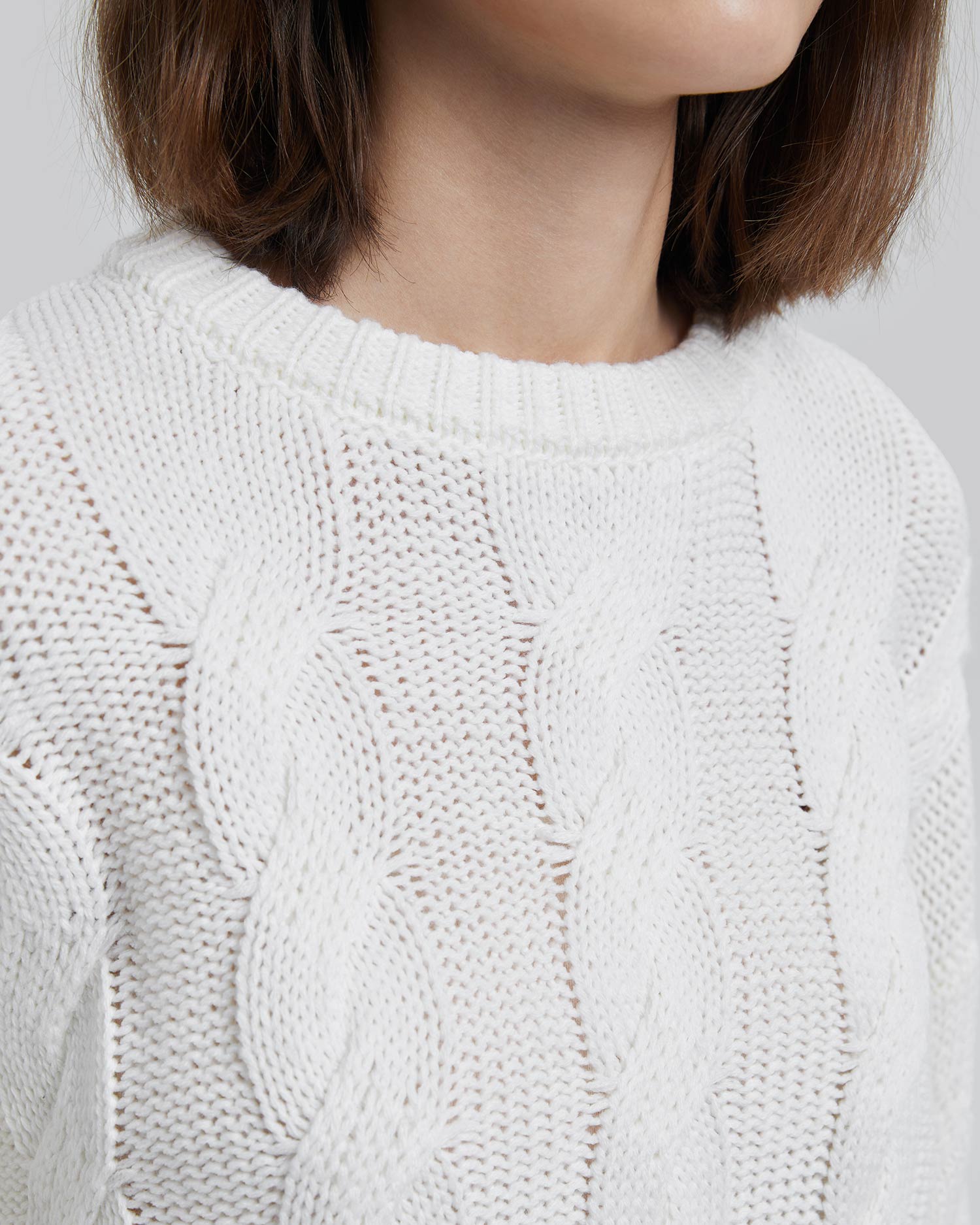 Cropped Cable Knit Sweater image 5