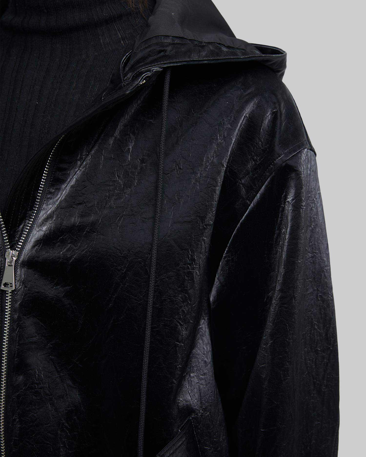 Sanded Faux-Leather Hooded Jacket image 5