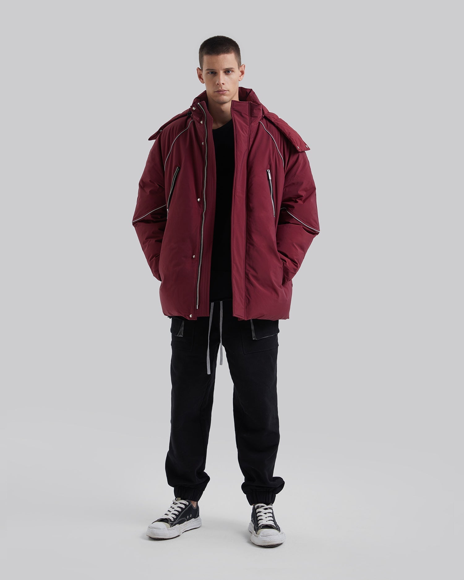 Reflective Water-Resistant Down Jacket - Wine, L image