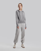 Plain Drawstring Hoodie - Light Grey, S image