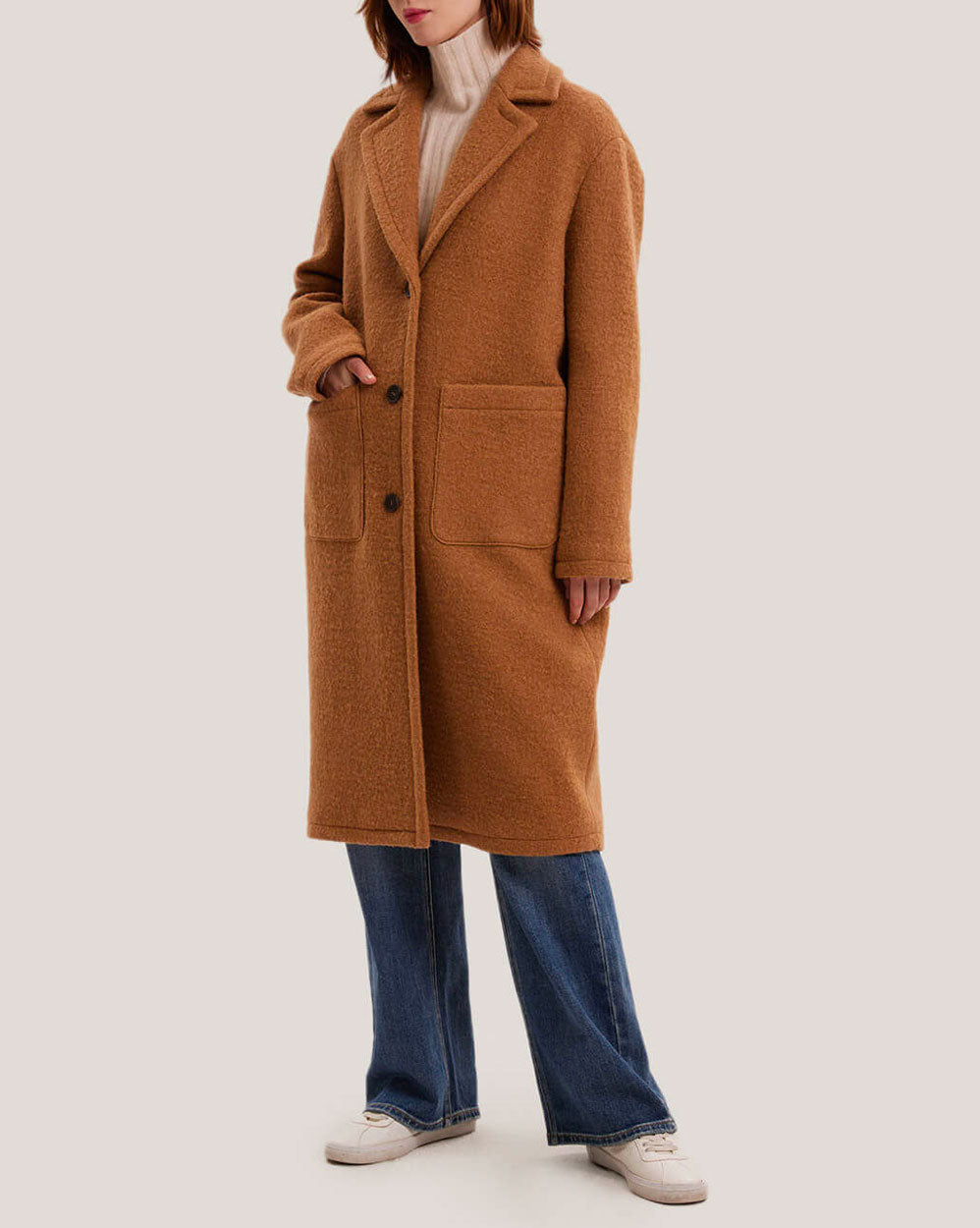 Notch Lapel Midi Length 100% Wool Coat image 1