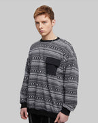 Pattern Print Patch Pocket Sweatshirt image 1