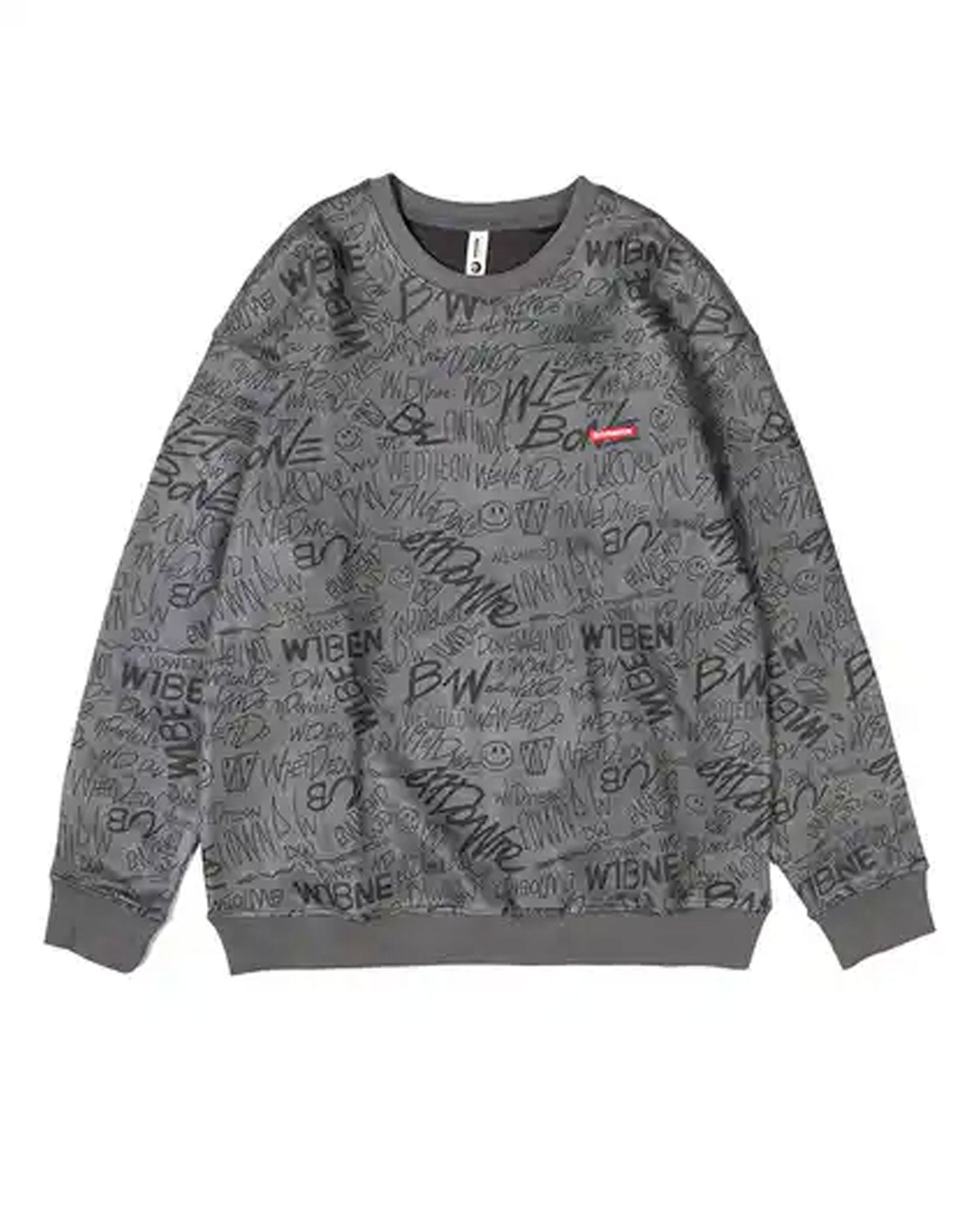 All Print Crewneck Sweatshirt - Silver Grey, M image