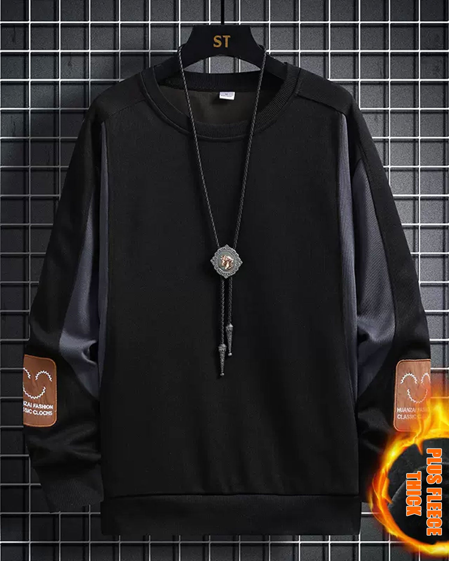 Contrast Crewneck Sweatshirt - Midnight Black, M image
