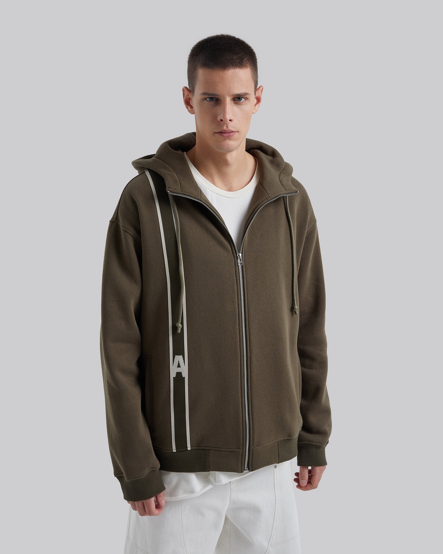 Side-Tape Zip Up Hoodie image 1