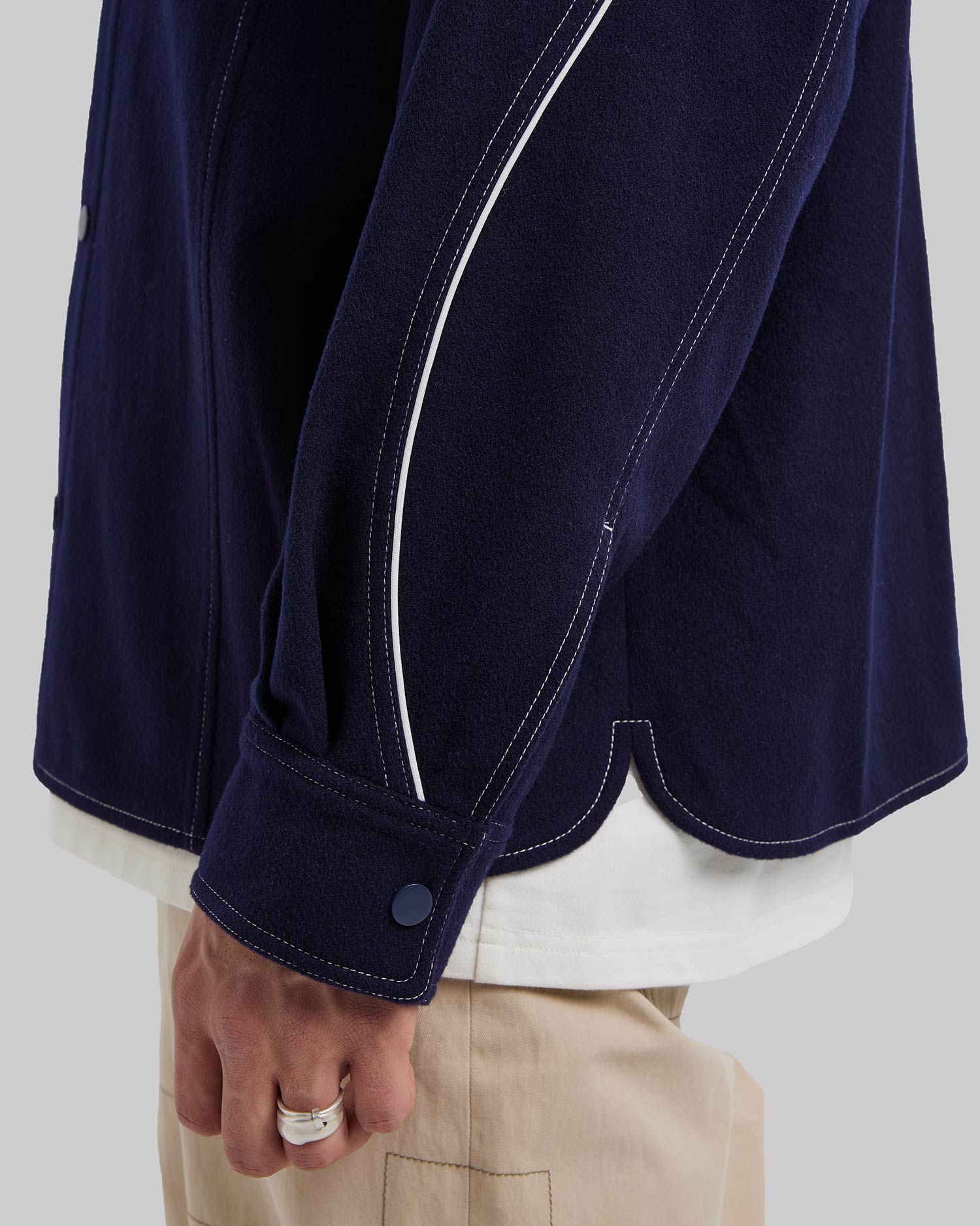 Blue Contrast Line Overshirt image 5