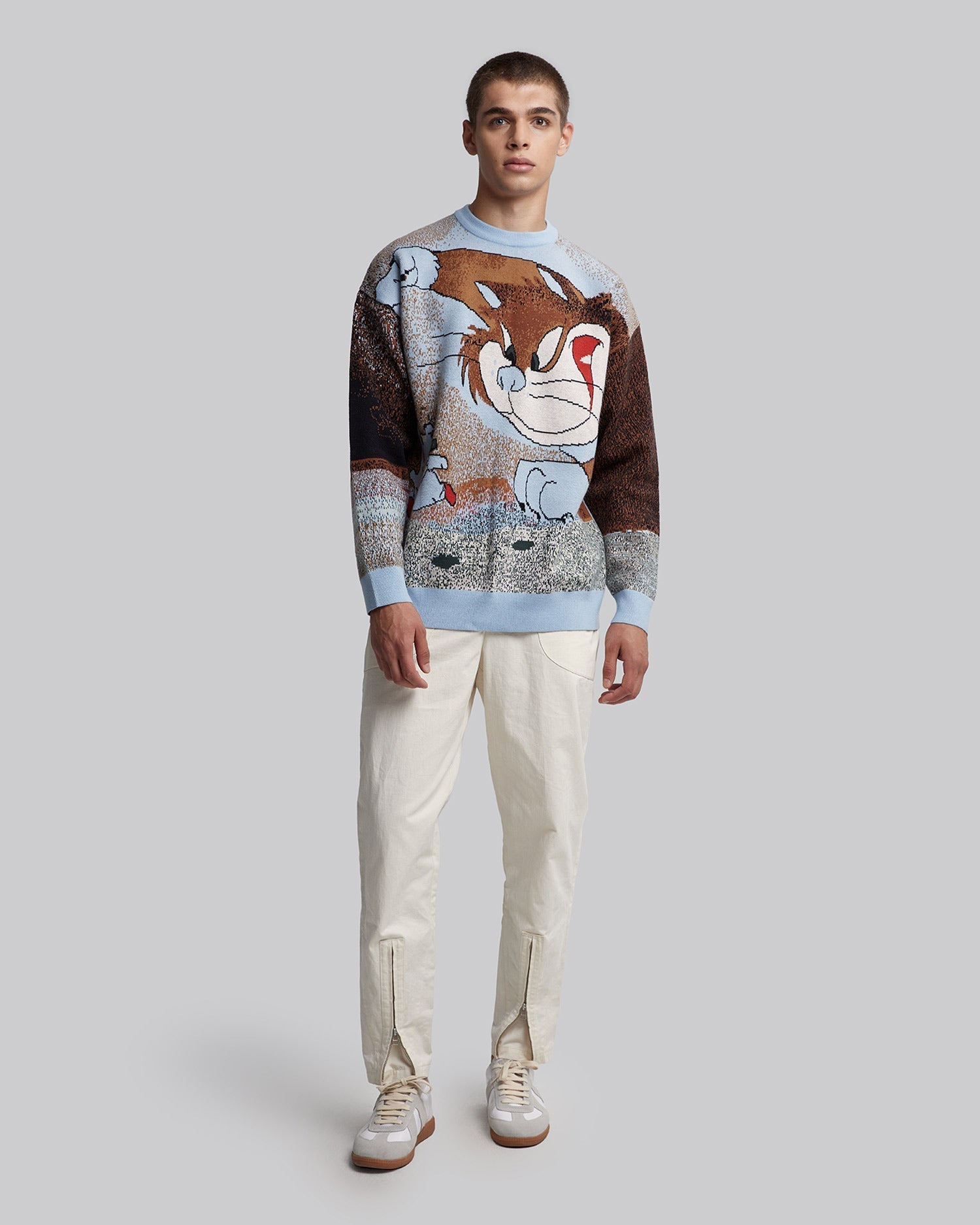 Cat &amp; Mouse Graphics Crewneck - Blue, L image