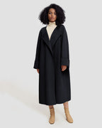 Wide Sleeves Cashmere Wrap Coat - Navy, S image