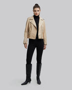 Pristine Faux-Leather Biker Jacket - Camel, XL image