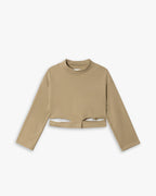 Deconstruct Cropped Sweatshirt - Khaki, S image