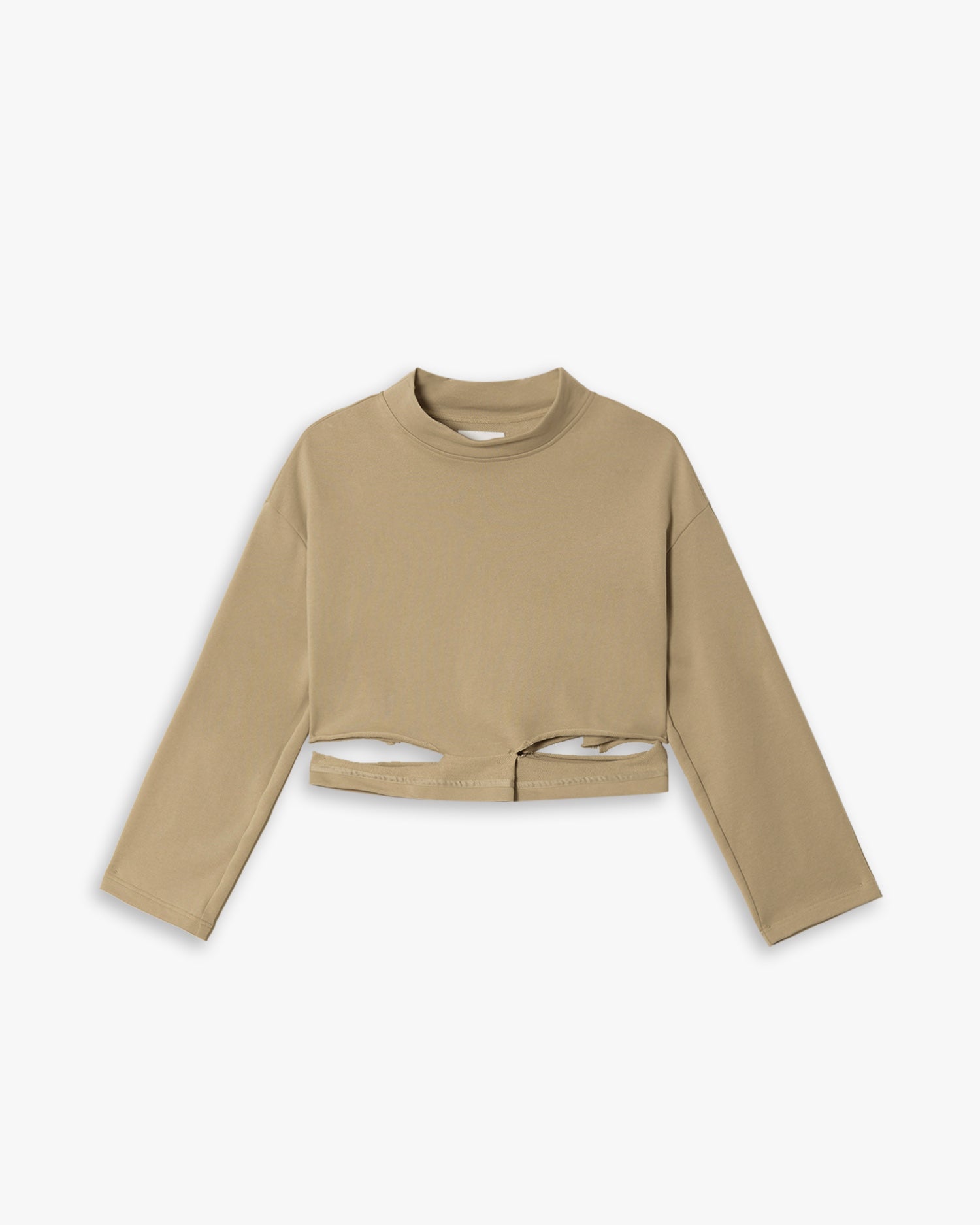 Deconstruct Cropped Sweatshirt - Khaki, S image