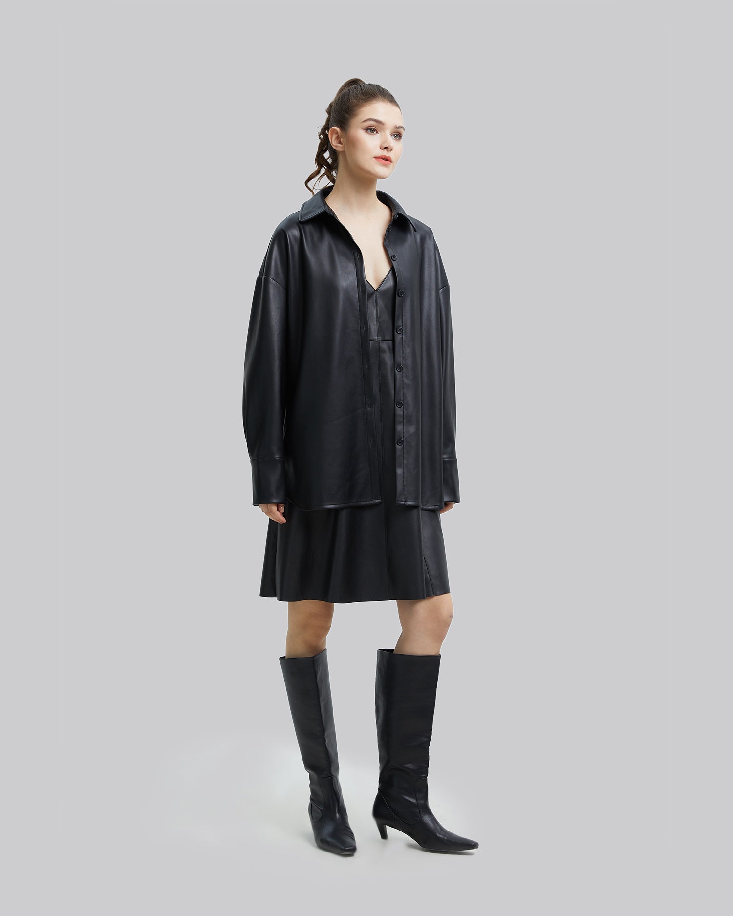 Faux-Leather Shirt - Black, S image