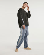 Oversized Crewneck Patchwork Sweatshirt - Black, XL image