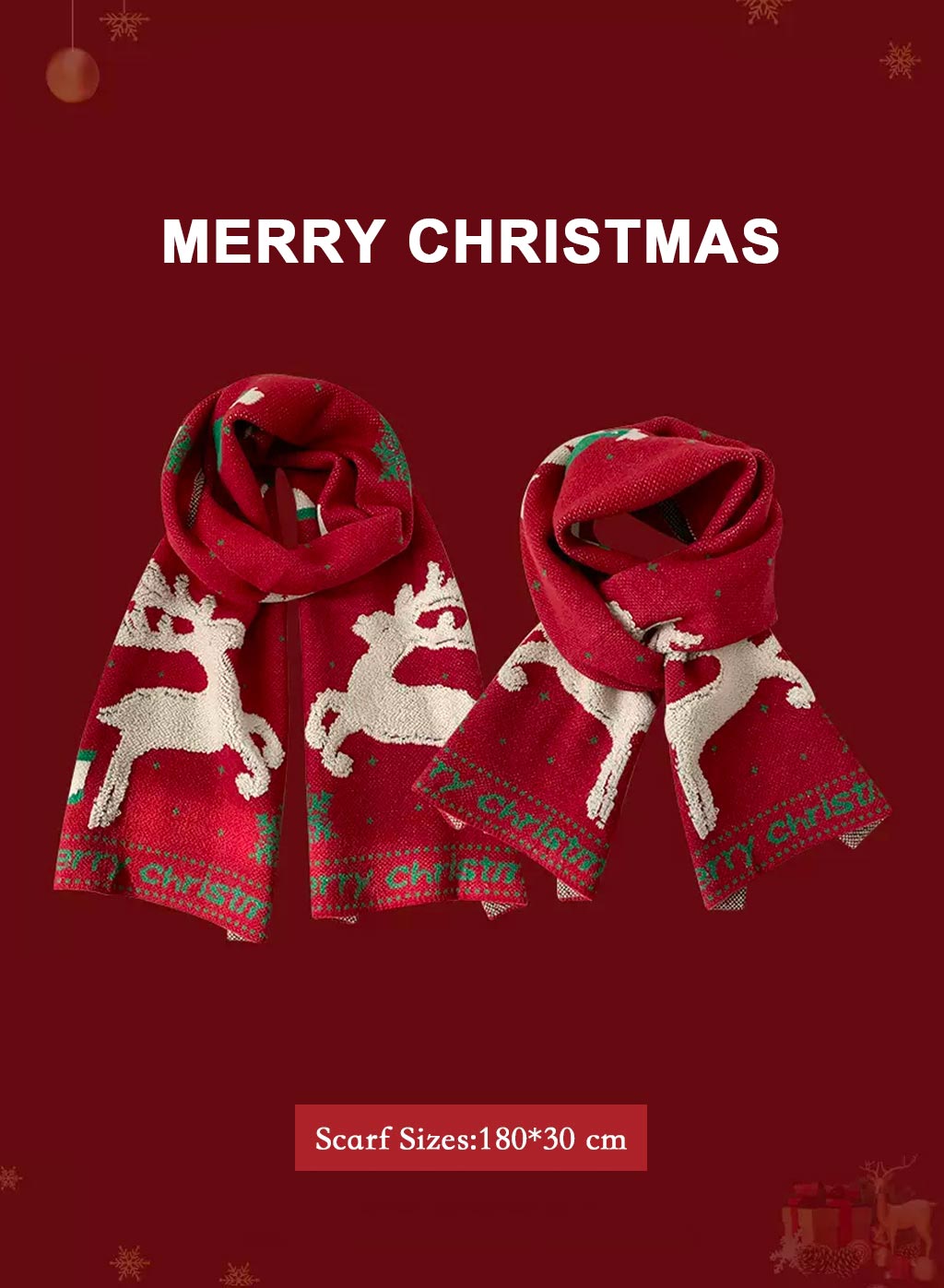 Soft &amp; Warm knitted Christmas scarf - Auburn Red, OS image
