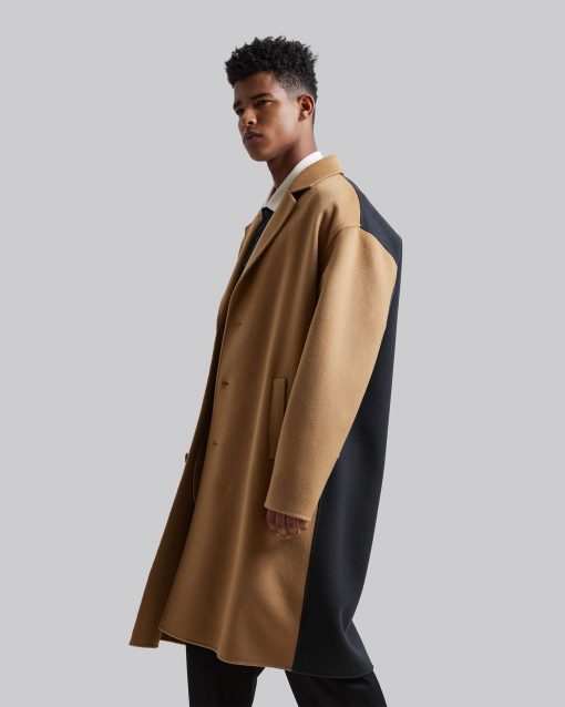 Paneled Duo-Chromatic Cashmere Coat image 1