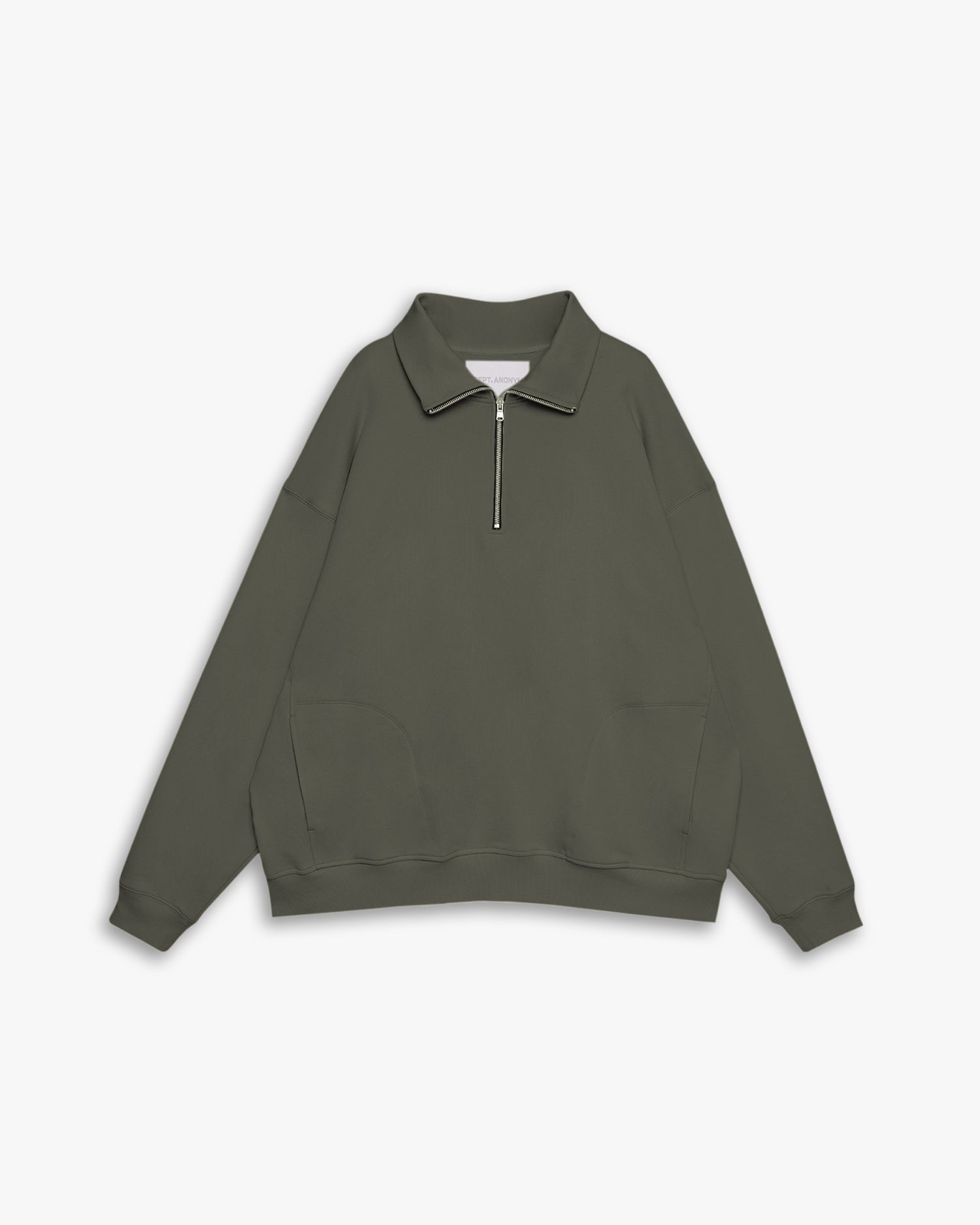 Plain Half-Zip Sweatshirt - Green, L image