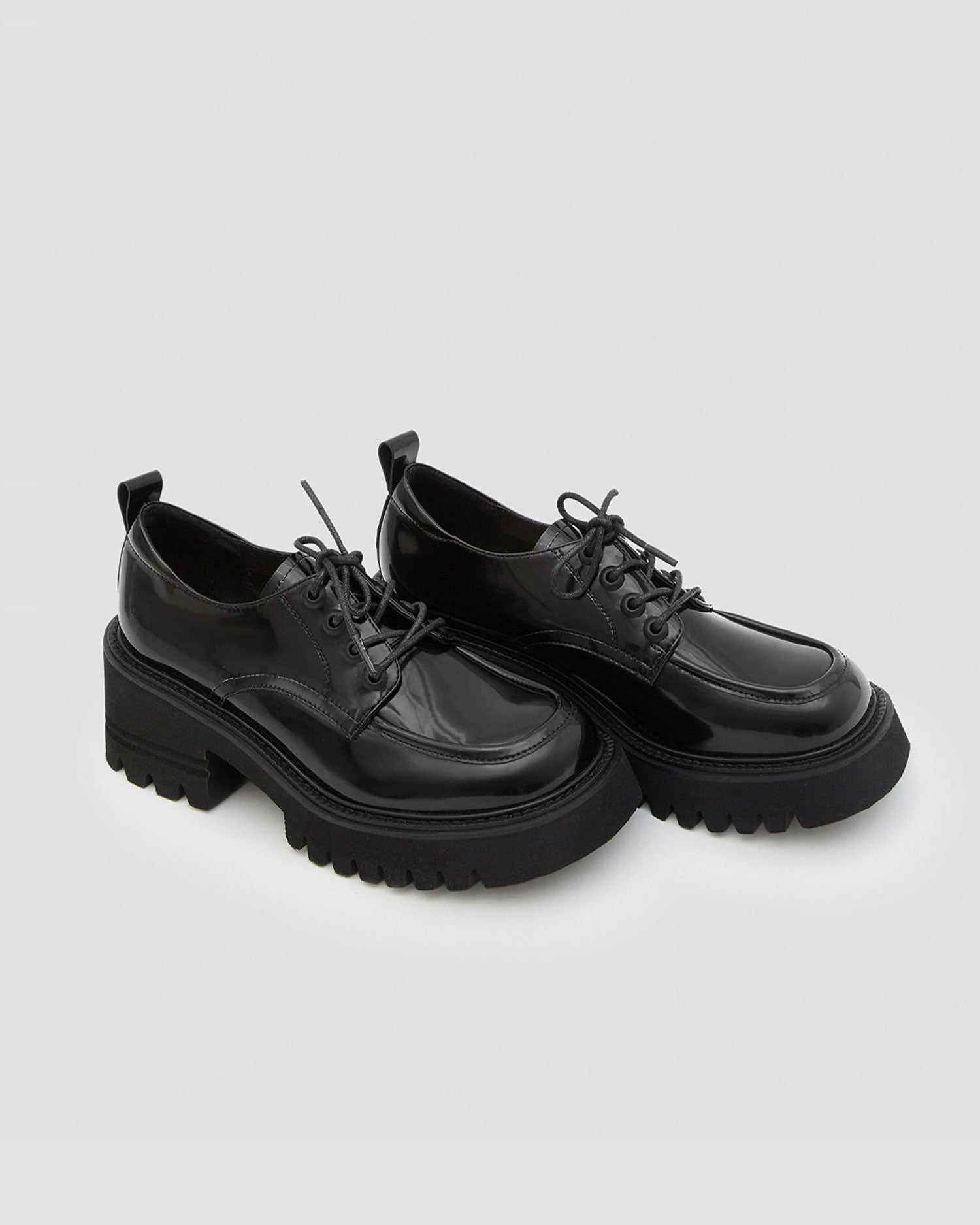 Trendy Lace-Up Loafers - Black, 7 image