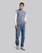 Faux Two-Piece Sweater - Grey, S image