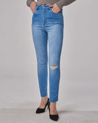 Slim-Fit Ripped Jeans - Blue, XS image