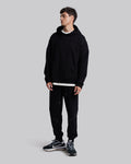 Black Cotton Paneled Hoodie image 2