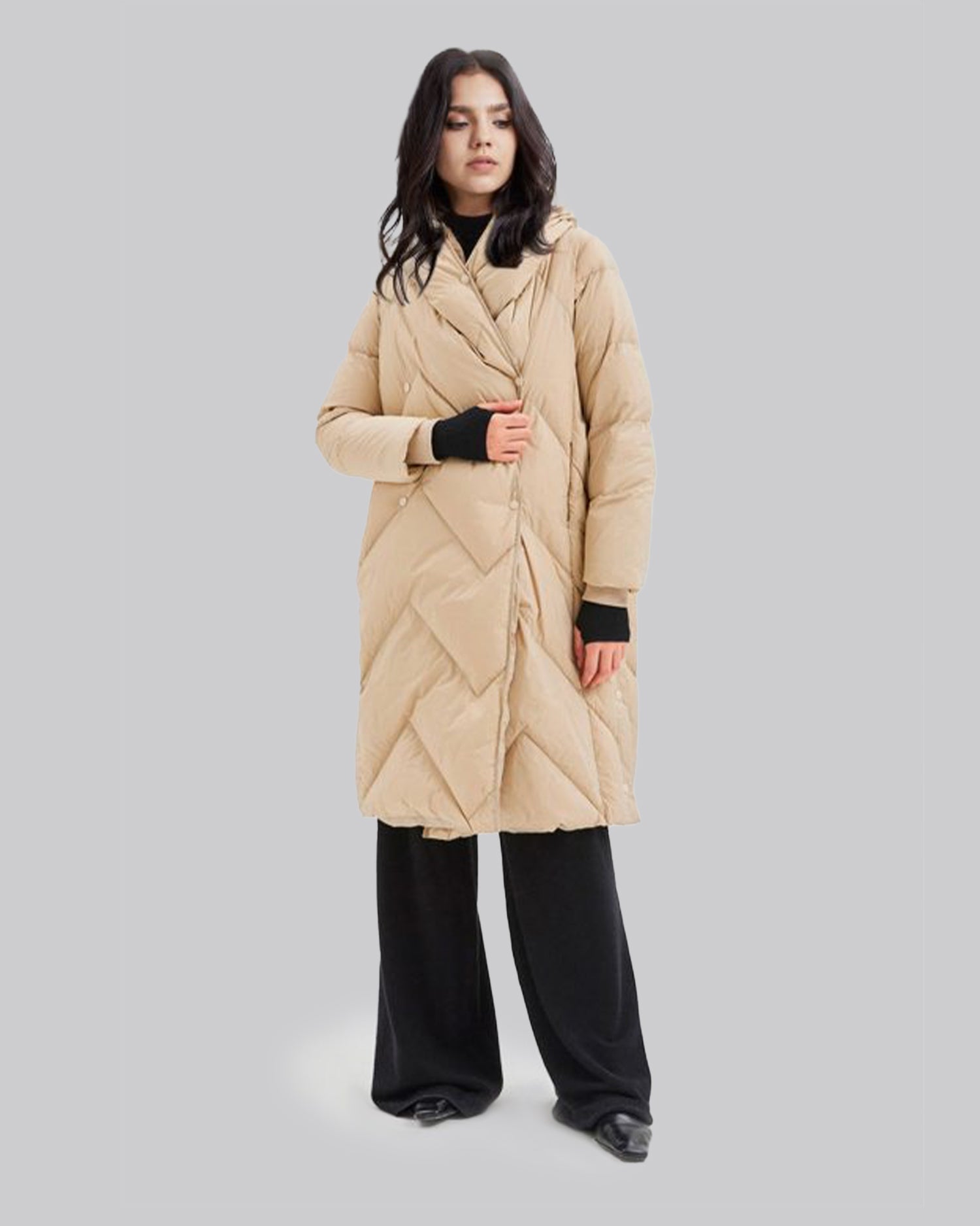 Duck Down Long Jacket - Caramel, L image