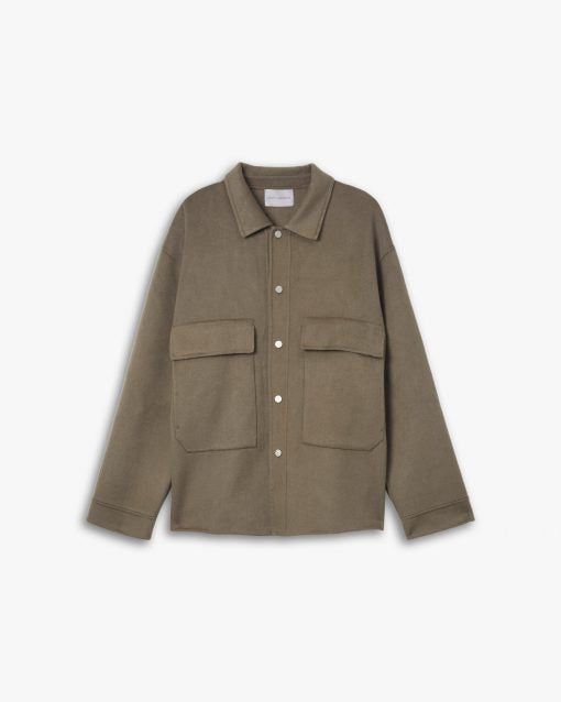 1 x Woolen Jacket With Front Pockets - Mossy Brown, M image