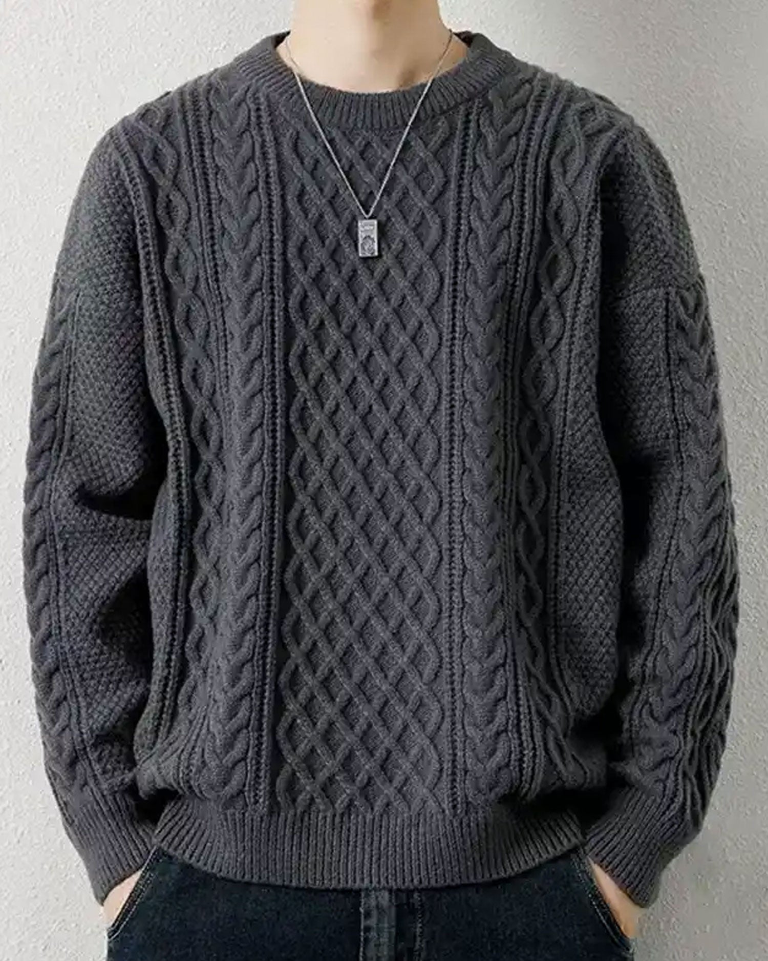 Crewneck Cable-Knit Jumper image 0