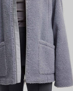 Fleece Coat in Silver image 3