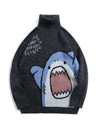 Knitted Crewneck Shark Jumper - Midnight Black, XL image
