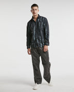 Irregular Striped Print Long-Sleeve Shirt - Black, M image