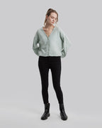 Cropped V-Neck Cardigan - Light Green, S image