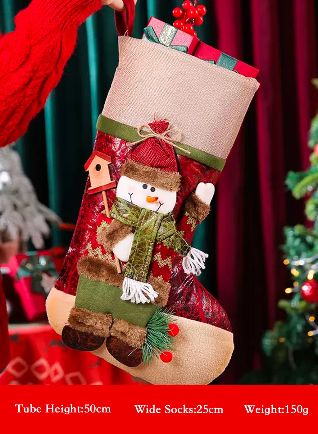 Christmas socks shaped gift bag - Cherry, OS image