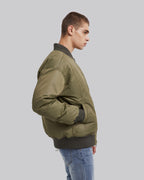 Army Green Down Bomber Jacket image 3