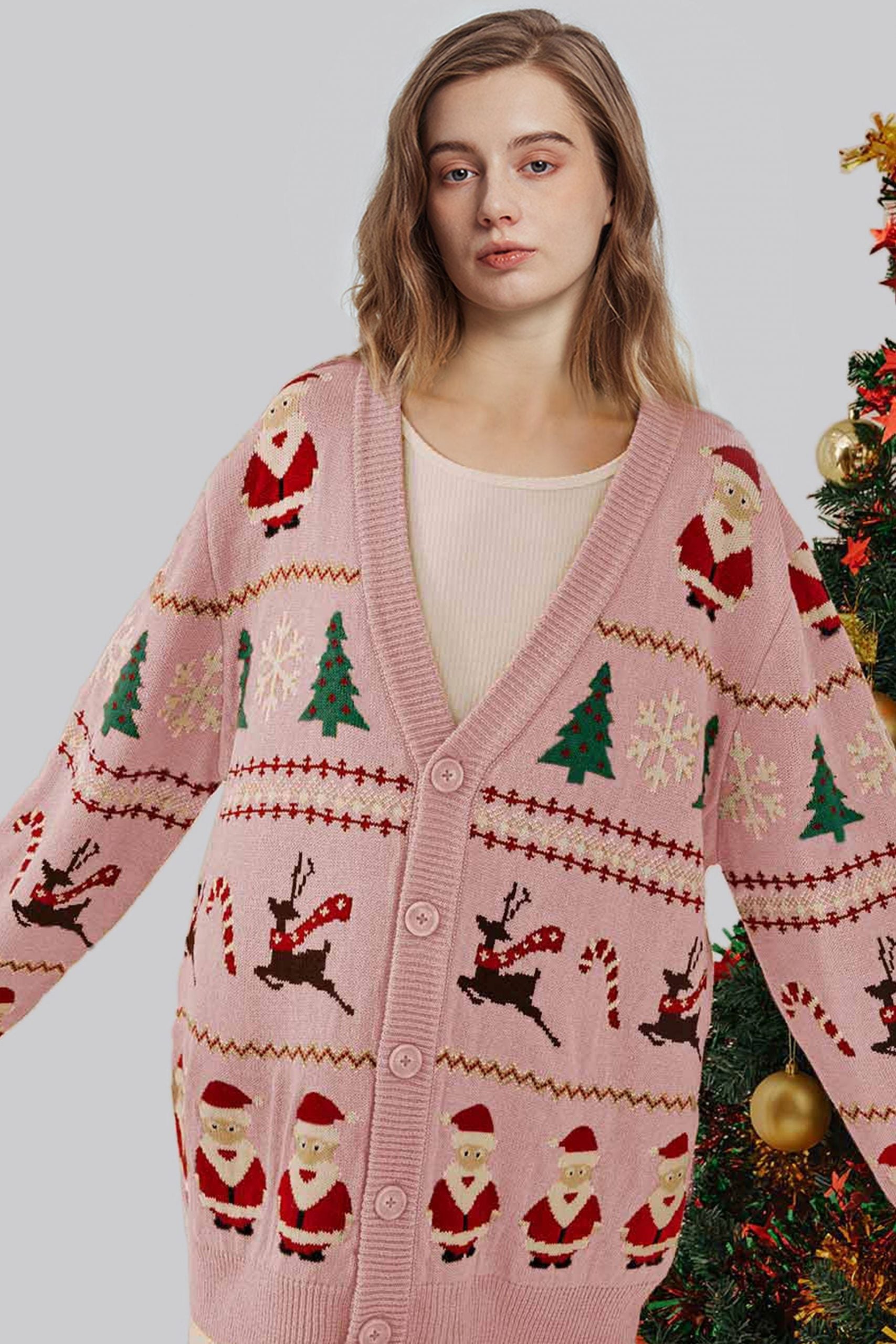Christmas Cardigan - Pink, L image
