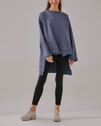 Stepped-Hem Cotton Sweatshirt - Waikawa Grey, L image