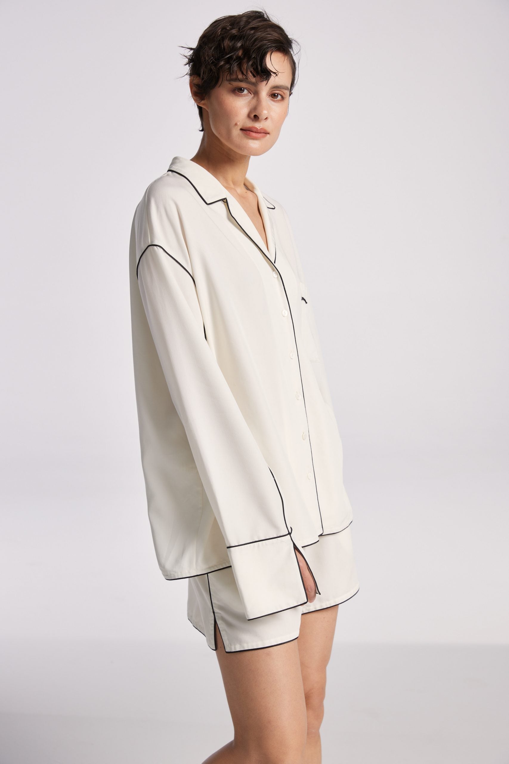 Silk Contrast Pajama Set image 2