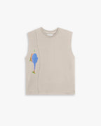 Sleeveless T-Shirt with Graphics - Champagne, M image