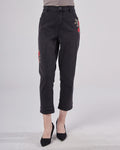 Flower Pattern Loose Jeans - Black, XS image