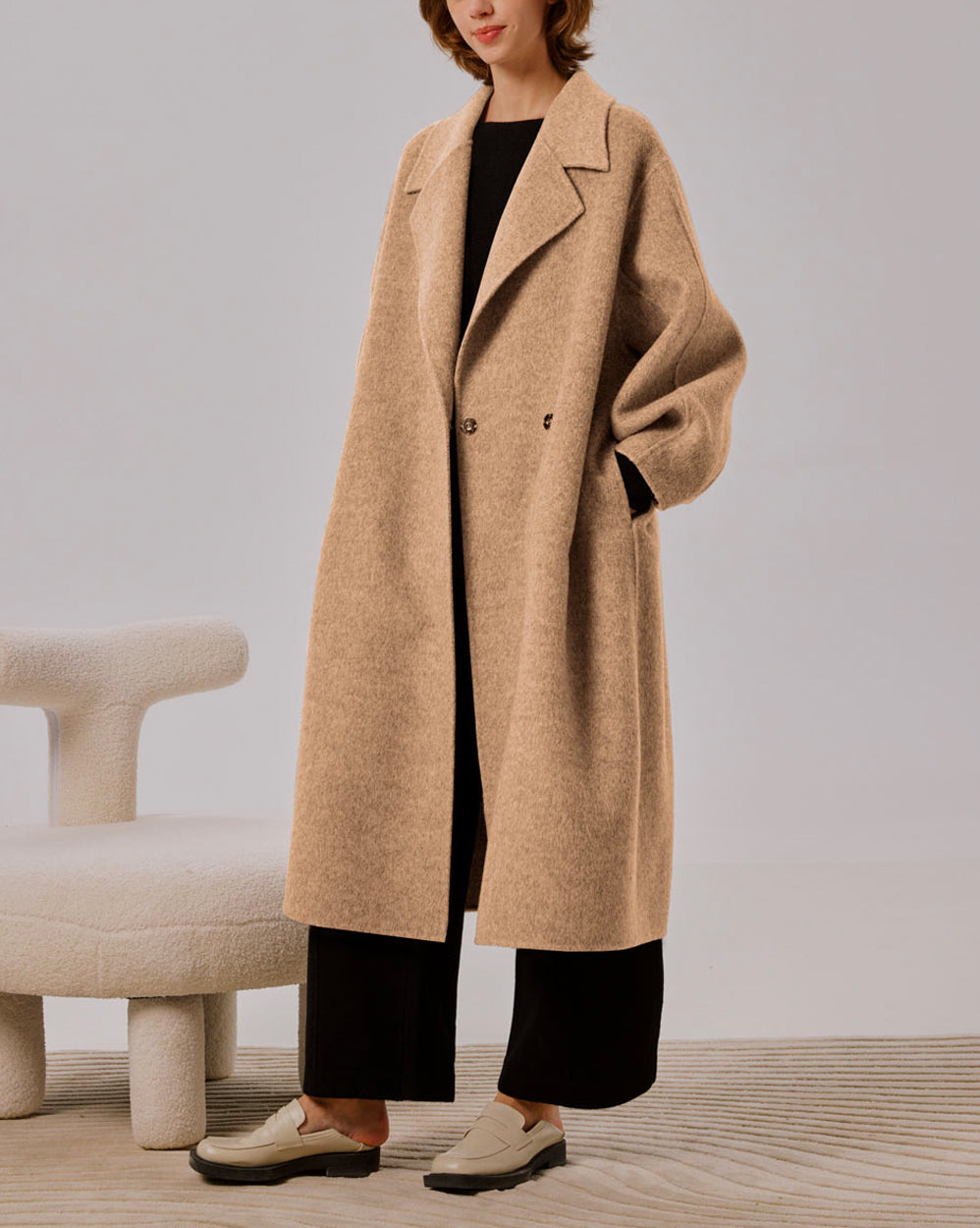 Oversized Camel Blend Coat - Camel, S image
